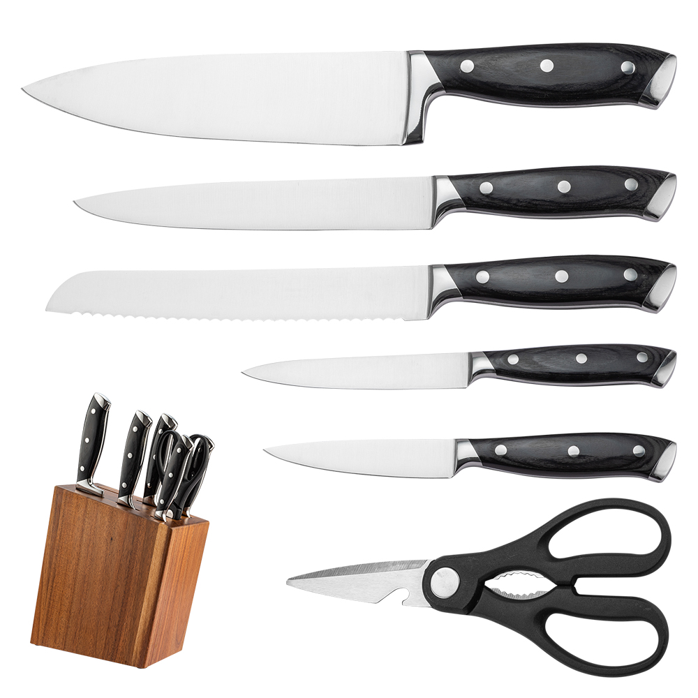 6pcs kitchen knife set with wooden knife stand