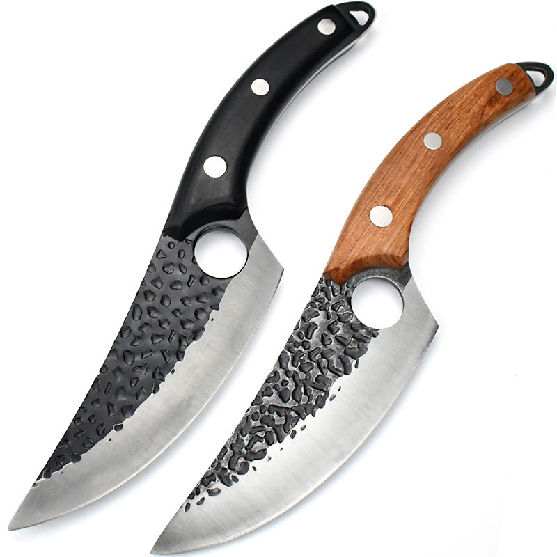 Wooden Handle Stainless Steel Forged Kitchen Meat Chef Butcher Knife